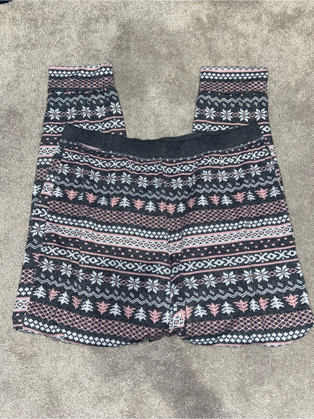Cuddl Duds Charcoal Black & Pink Fair Isle Pajama Set - Picture 4 of 5